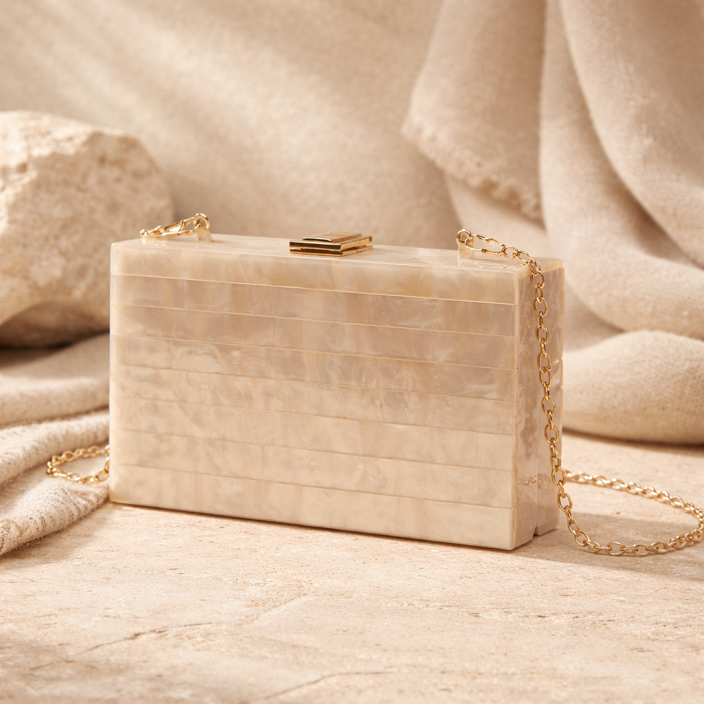 ZARÉLIA Lüks Mermer Desenli Akrilik Omuz ve El Çantası