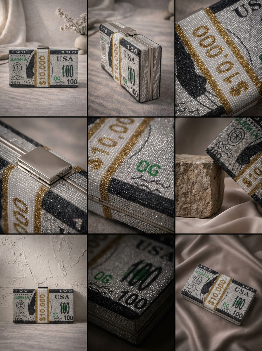 ZARÉLIA Dolar Desenli Gece Çantası