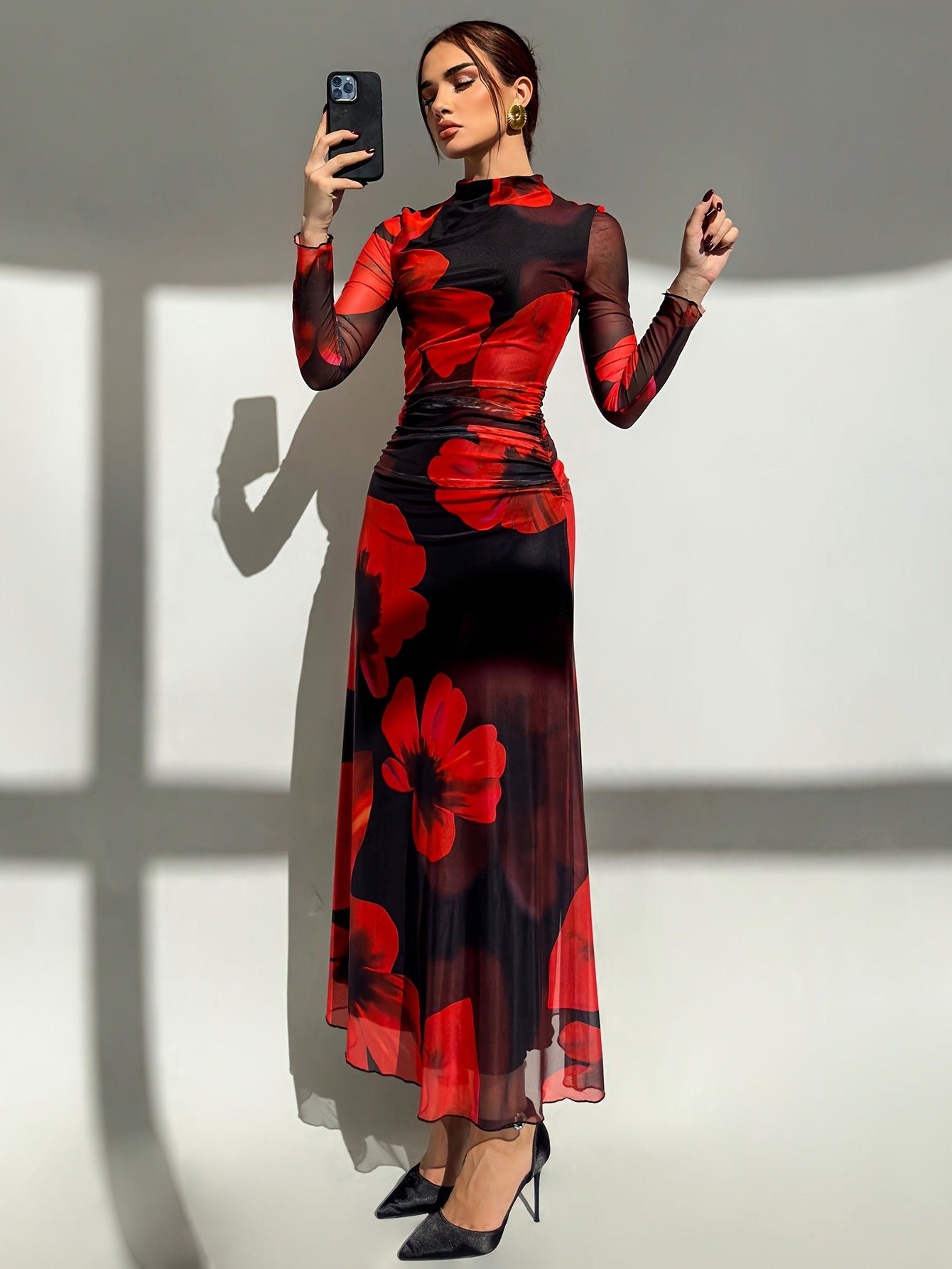 ZARÉLIA Çiçek Detaylı Şık Elbise - Kadın Günlük ve Özel Gün Elbisesi