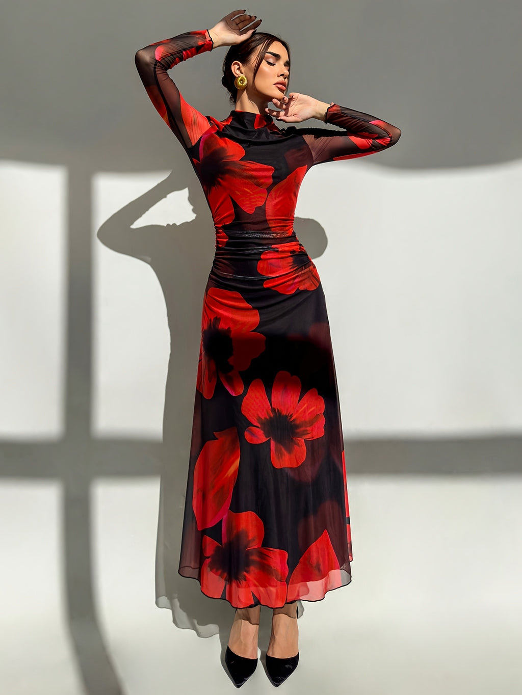 ZARÉLIA Çiçek Detaylı Şık Elbise - Kadın Günlük ve Özel Gün Elbisesi