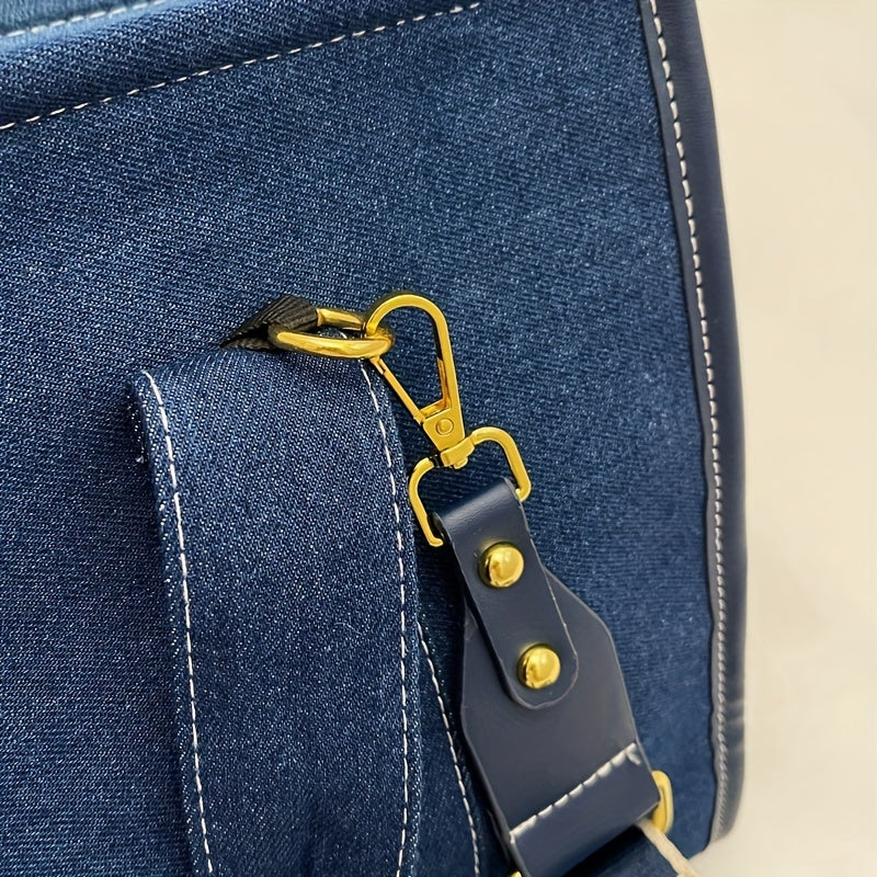 ZARÉLIA Çift Ton Denim Tasarım Kadın Çantası | El ve Omuz Askılı