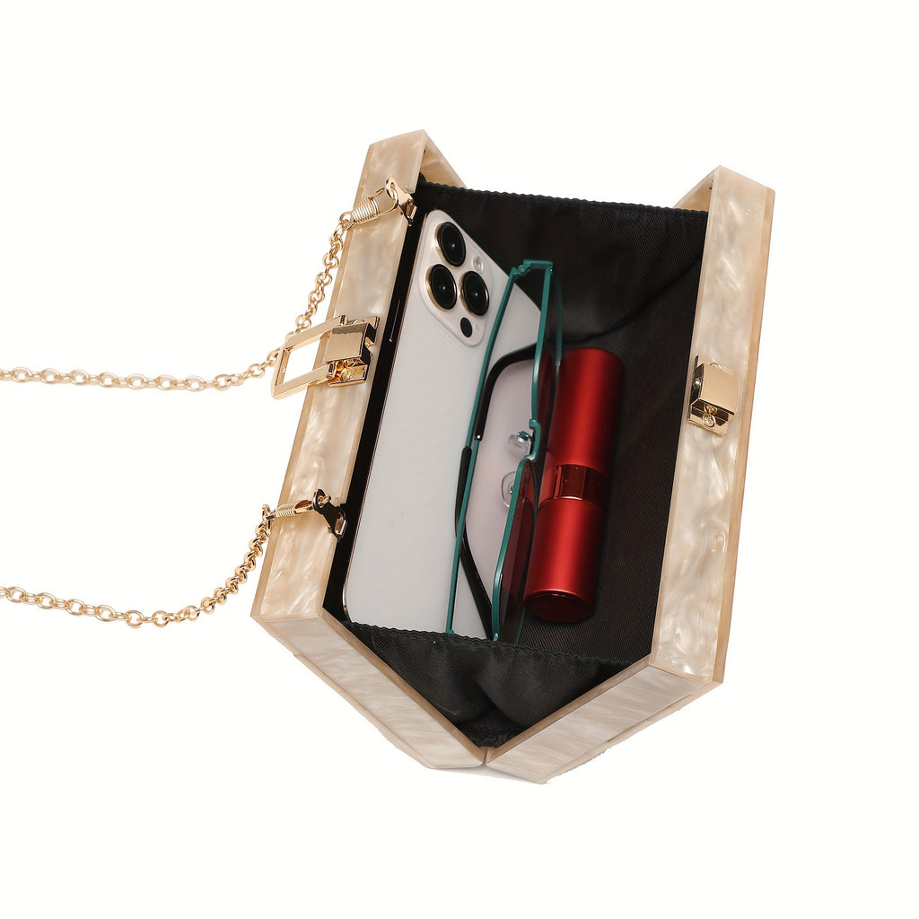 ZARÉLIA Lüks Mermer Desenli Akrilik Omuz ve El Çantası