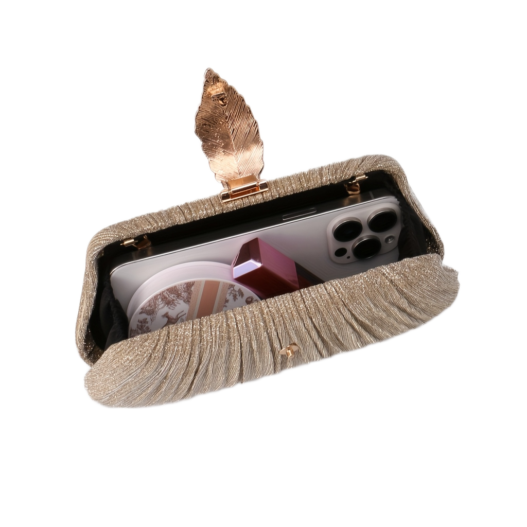 ZARÉLIA Parıltılı Pilili Clutch Çanta - Düğün ve Nişan