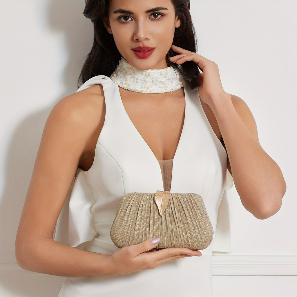 ZARÉLIA Parıltılı Pilili Clutch Çanta - Düğün ve Nişan