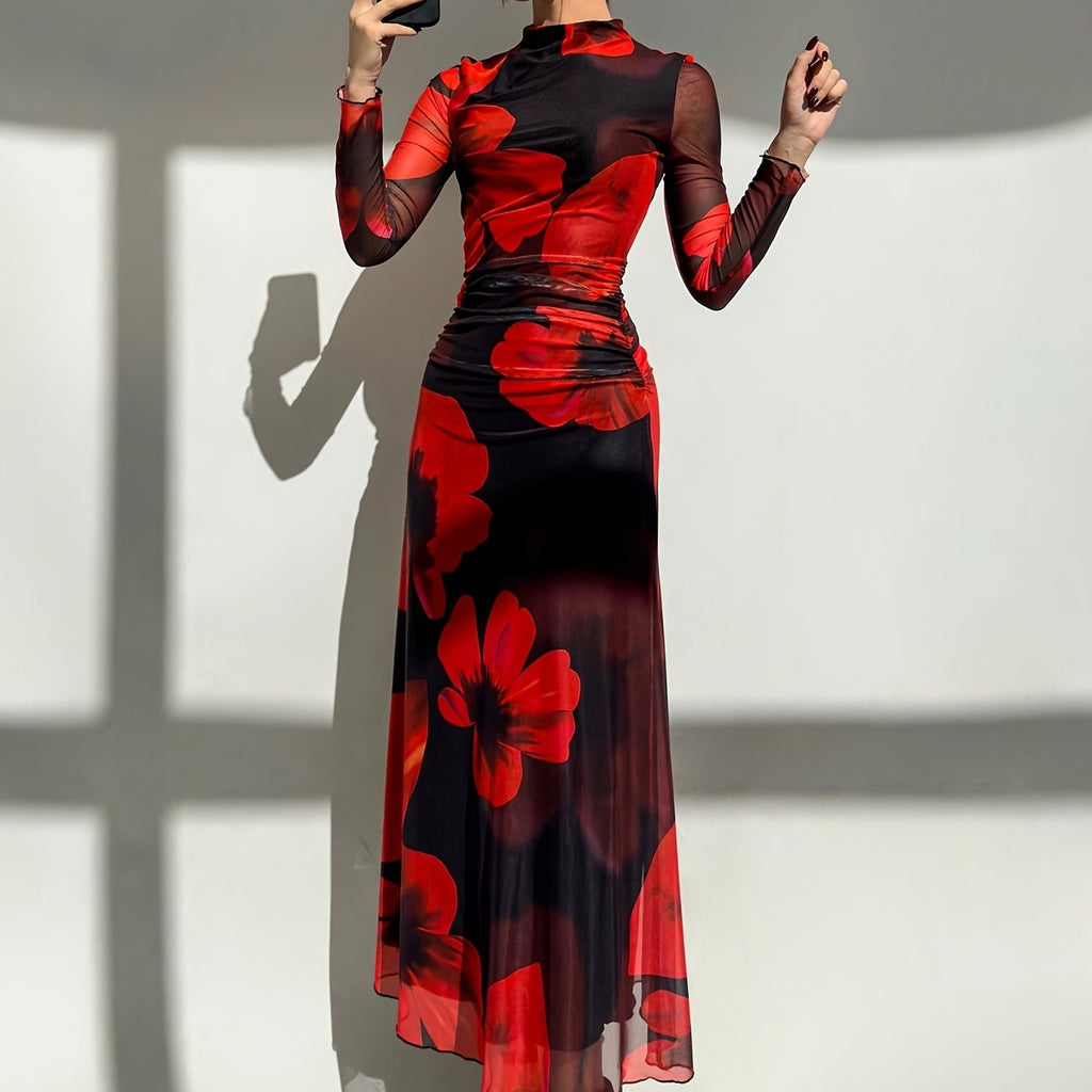 ZARÉLIA Çiçek Detaylı Şık Elbise - Kadın Günlük ve Özel Gün Elbisesi