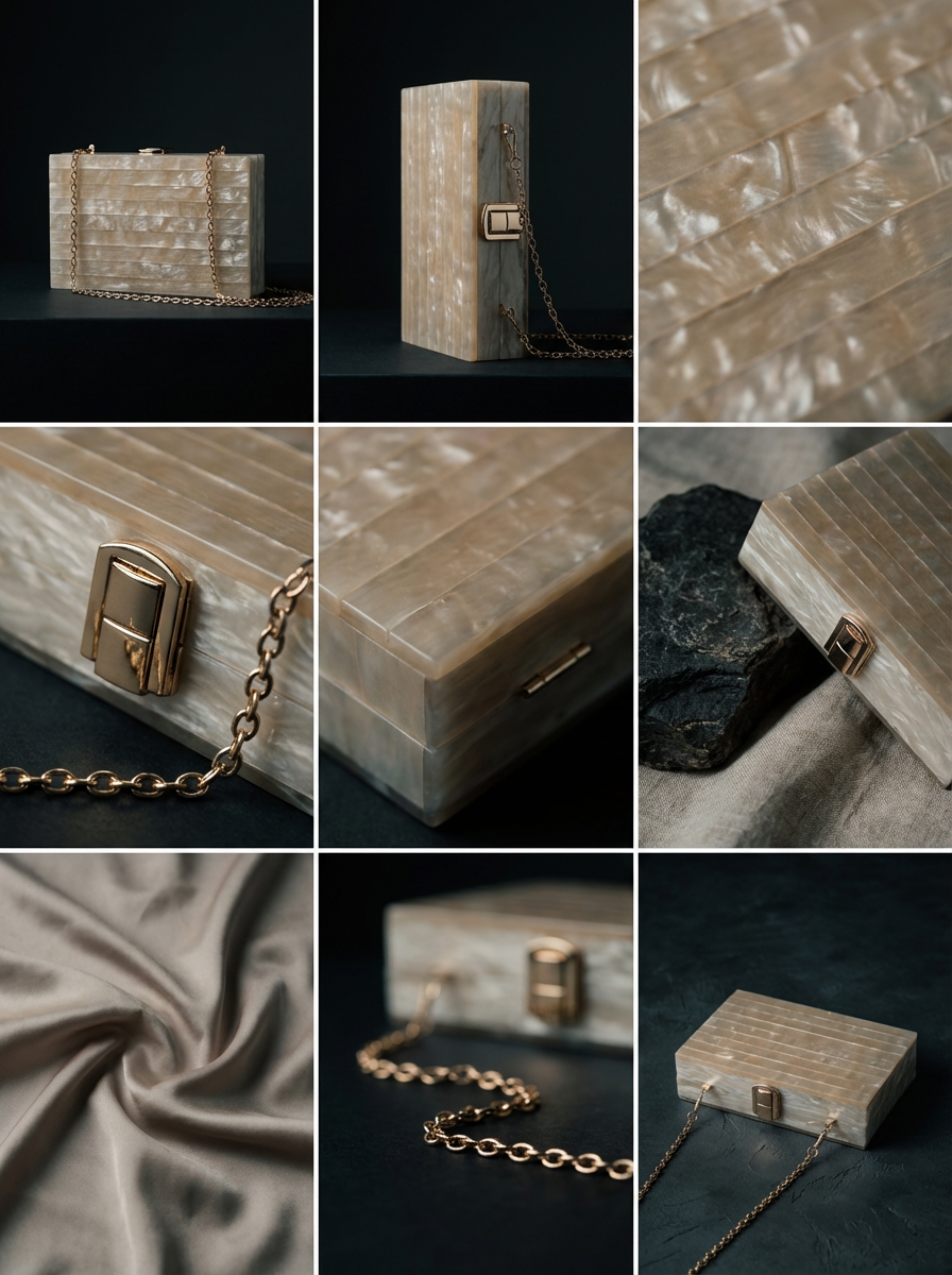 ZARÉLIA Lüks Mermer Desenli Akrilik Omuz ve El Çantası